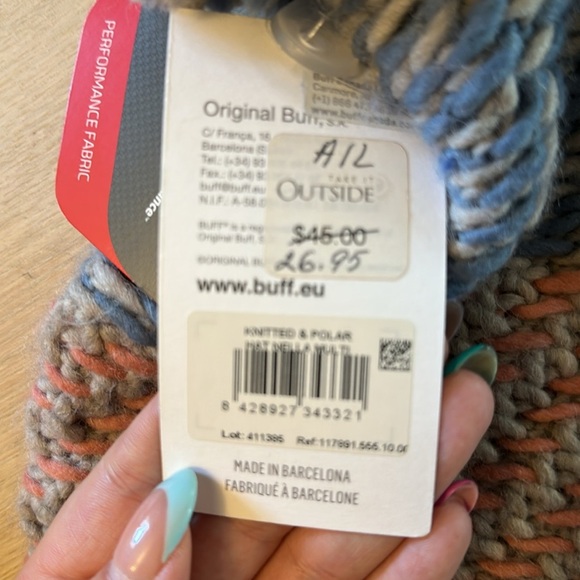BUFF | Blue and Pink Knit Beanie with Pom-Pom - Picture 3 of 11